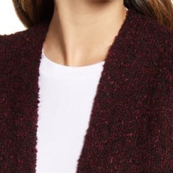 BP. NEW Burgundy Bouclé Open Front Cardigan Size Small - Picture 4 of 10